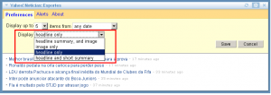 Volume de exibição do resultado